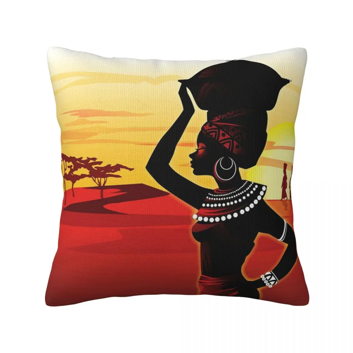 

African Woman Throw Pillow Cover Decorative Pillow Covers Home Pillows Shells Cushion Cover Zippered Pillowcase