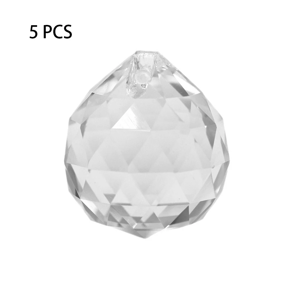 

5pcs Replacement Clear Prism Faceted Hanging Suncatcher Ornament Chandelier Crystal Ball Feng Shui Pendant Home DIY Decoration