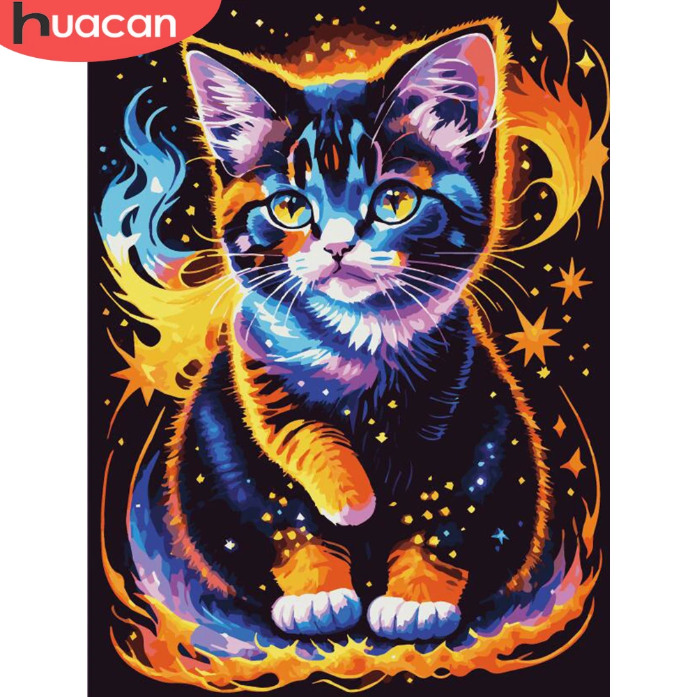 

HUACAN Cat Animal Coloring By Number Colorful Picture Phoenix Drawing On Canvas DIY Handpainted Painting Home Decoration