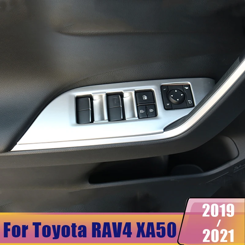 

For Toyota RAV4 XA50 2019 2020 2021 2022 Car Window Glass Lift Switch Panel Armrest Decoration Trim Cover Interior Accessories
