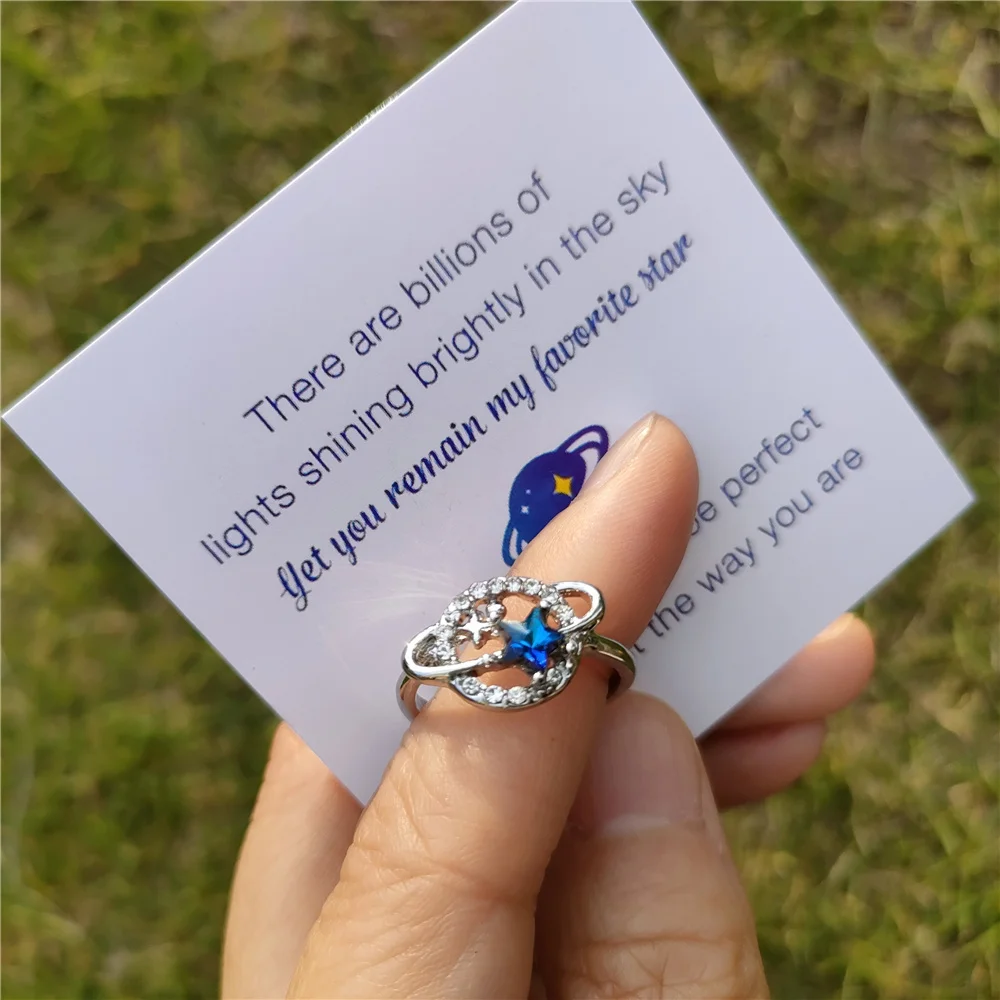 

Zircon Crystal Star Planet Rings For Women Vintage Engagement Wedding Ring Adjustable Open Cuff Ring Female Jewelry Gift Bague