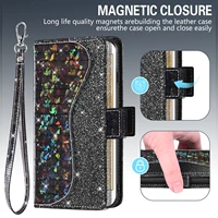 sequin glitter flip cover leather wallet phone case for ulefone armor 13 12 10 11 t 5g note 6 8p 9p 11p shockproof with lanyard