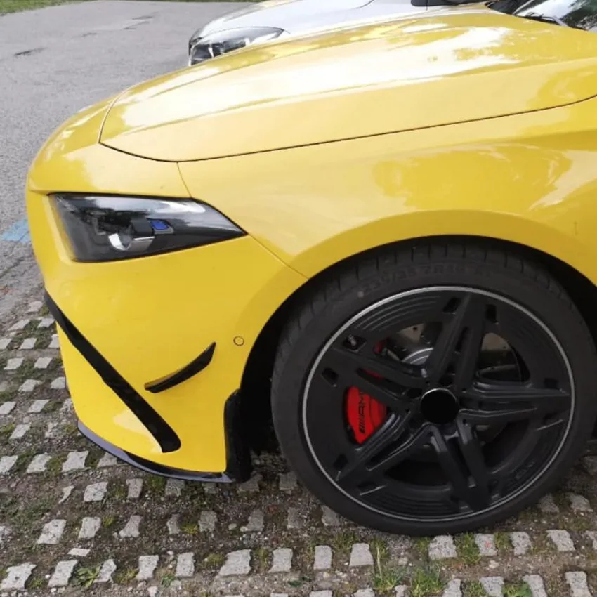 Сплиттер переднего бампера для Mercedes Benz A Class W177 A180 A200 A35 A45 AMG 2023 + глянцевые черные