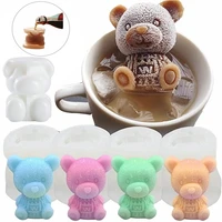 silicone ice mold chocolate bear ice cube maker for drink coffee ice cream cake decoration kitchen baking accessories