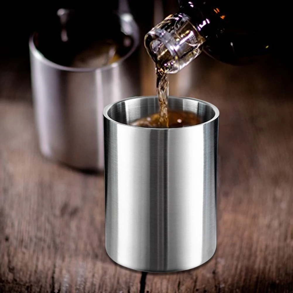 1.6L Large Stainless Steel Ice Bucket Drinks Chilling Bucket Wine Beer Bottle Cooler Champagne Bucket For Home Bar Beach Party