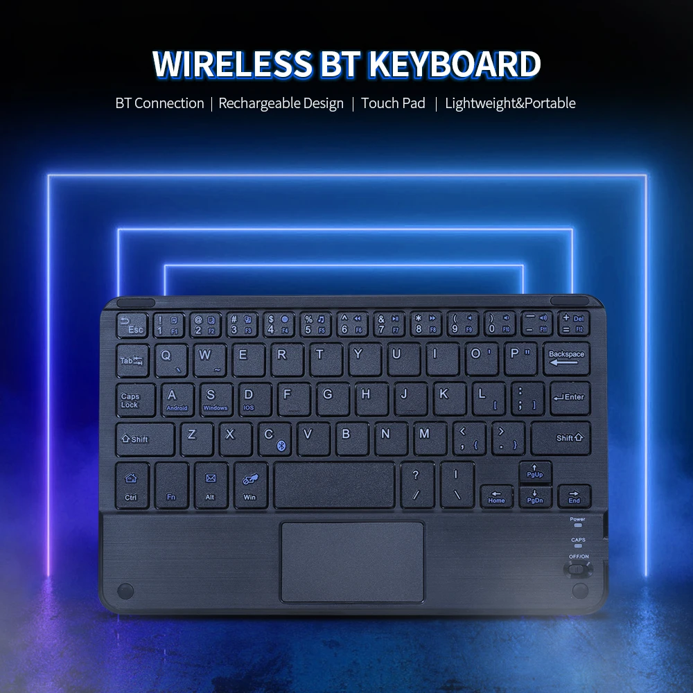 

Wireless BT 3.0 Keyboard 59 Keys Ultra-slim Mini BT Keyboard Touch Pad Support Android Windows IOS for Laptop Phone Tablet
