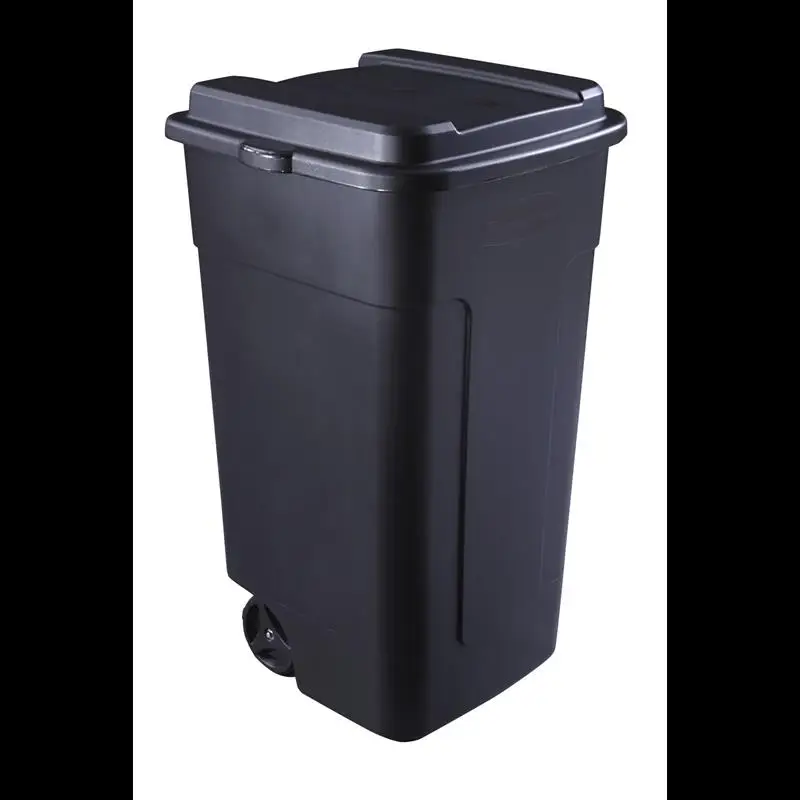 

Trash Cans,Plastic Garage Trash Can,Plastic Kitchen Waste Bin,50 gal,Roughneck Wheeled,Black