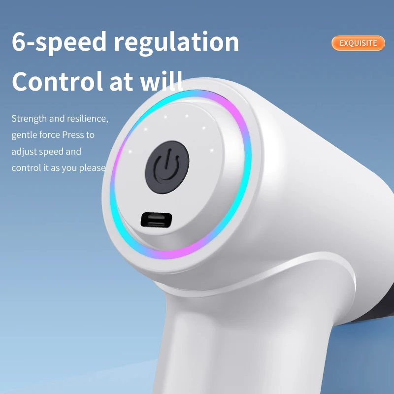 Профессиональный массажный пистолет с удлиненной ручкой 6 передач 4 головки