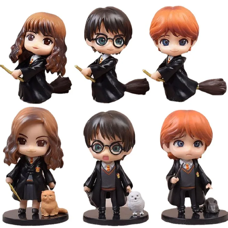 

6pcs Hot Movie Harry Potter Action Figure Anime Figures Model Dolls Q Version Doll Car Cake Decoration Children Toys Gift