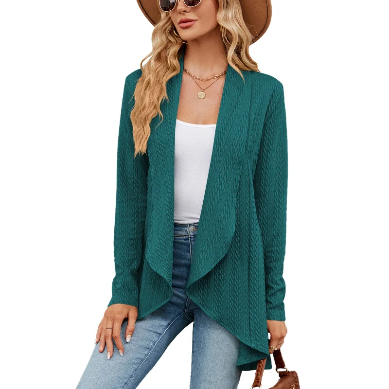 

2023 Autumn and Winter New Fashion Women's Coat Long Sleeve Solid Loose Cardigan Top Women's Knitted Coat Ladies