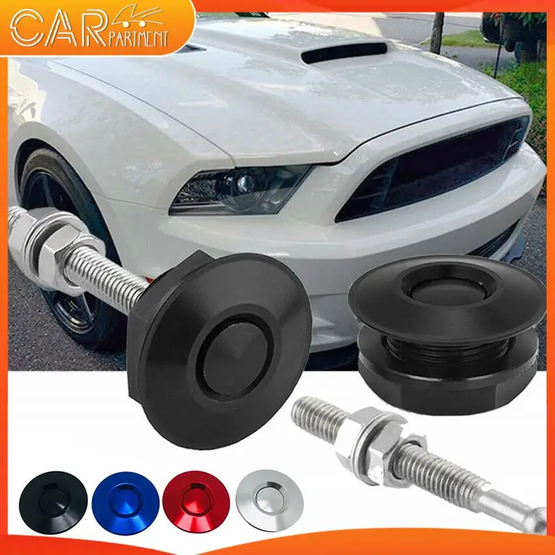 

Aluminum Engine Bonnets Lock Durable Universal Hood Pins Lock Car Accessories Push Button Billet Hood Pins Lock Clip Kit