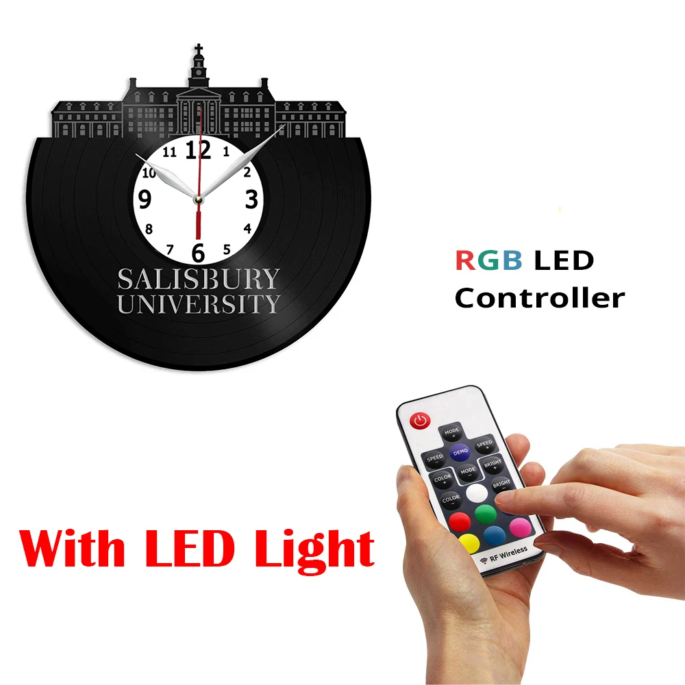 

Виниловые Настенные часы с уникальным винтажным изображением университета юнисбери, индивидуальное украшение для дома, 12 дюймов