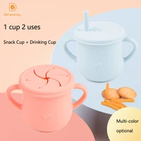 baby training cup food grade silicone sippy cups double handle straw feeding cup bpa free drinking straw cup feeding drinkware
