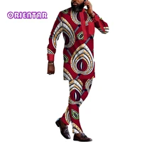 african clothes for men ankara print suit 2 pcs set african style long sleeve men shirt and trousers dashiki men outfit wyn1820