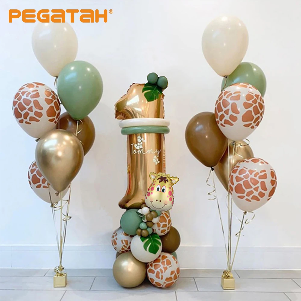 

Animal Number Balloons Set Kids 1 2 3 Years Birthday Party Decorations Green Latex Balloons Children Festival Party
