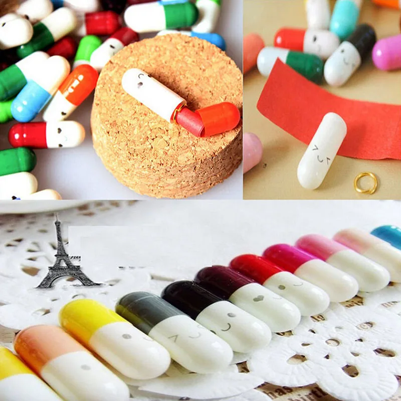 50pcs/lot Message Capsule Love Blank Envelope Letter Paper For Pill Capsule Message Letter Cute Emoticon Smile Pill Gift Of Love