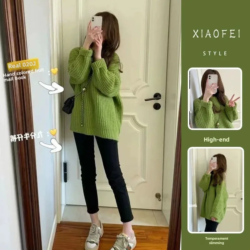 Свитер свободного покроя в корейском стиле женский розовый пуловер кроя