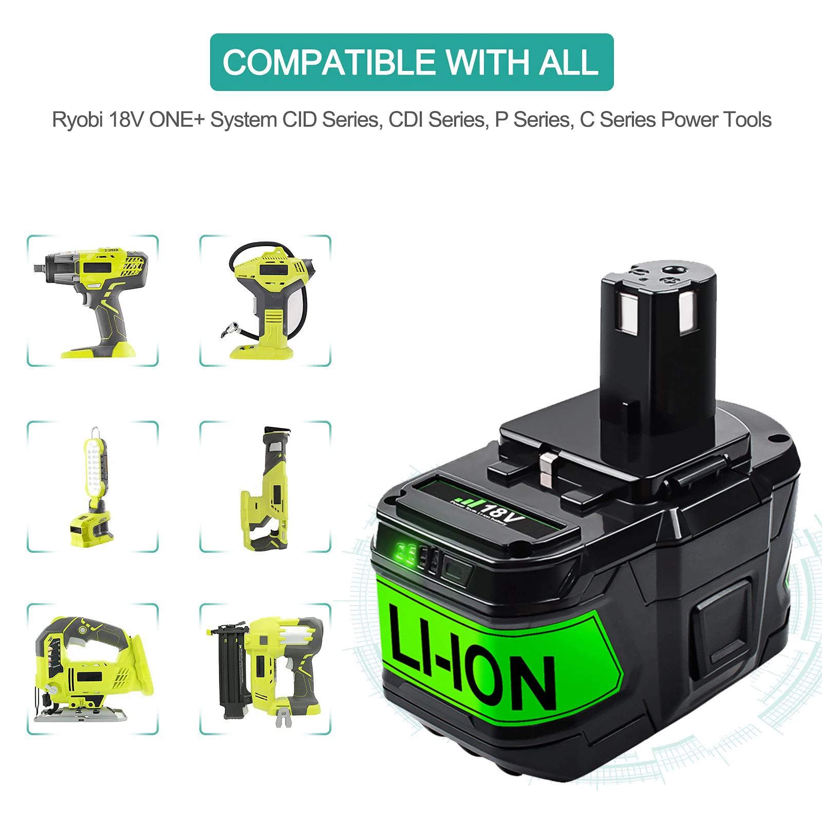 

P108 9000mAh 18V Li-ion Rechargeable Battery For ryobi P108 ONE+ Cordless Power Tool P107 P105 P104 P103 P102 P109 18V Battery