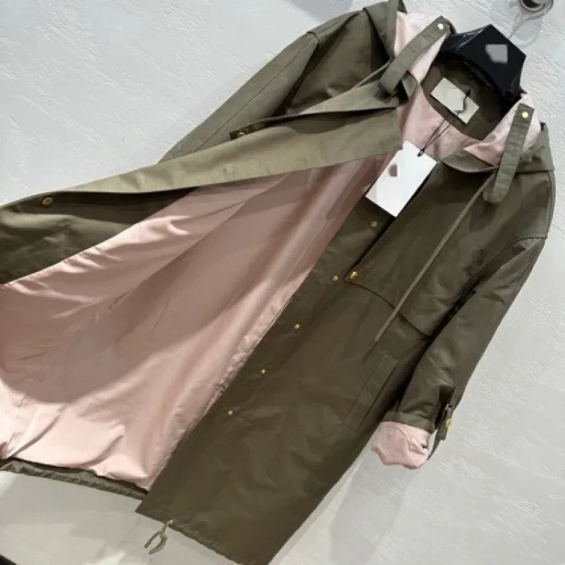 2024 осенняя модная длинная ветровка с капюшоном женская одежда элегантная