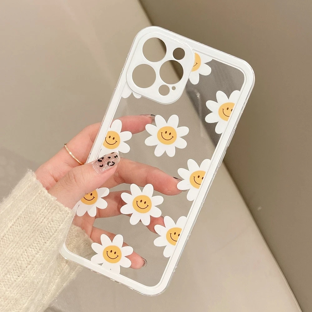 

Colorful Daisy Flowers Phone Case For iPhone 14 Pro Max iPhone 11 12 13 Pro Max X XR XS Max 7 8 14 Plus SE Clear Soft Back Cover