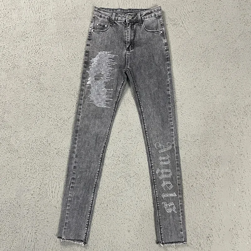 Эластичные джинсы брюки-карандаш весна-лето 2024 новинка модные джинсовые