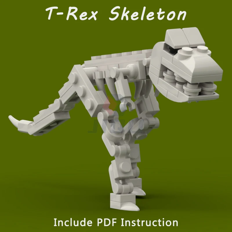 

65 PCS Mini T-Rex Skeleton Model Set Building Blocks MOC Jurassic Dinosaur Creative Animals Assembly Bricks Educational Kid Toys