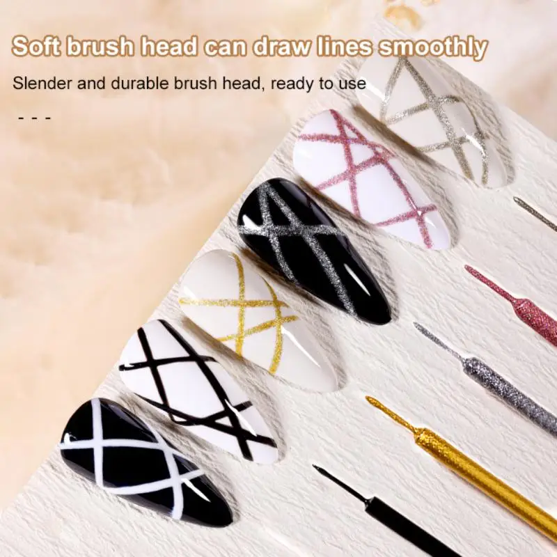 

Painting Gel Nail Art 6Colors Pull Cord Glue Edge Painting Glue Nail Polish High Density Metal Gold Silver Flash Platinum Glue