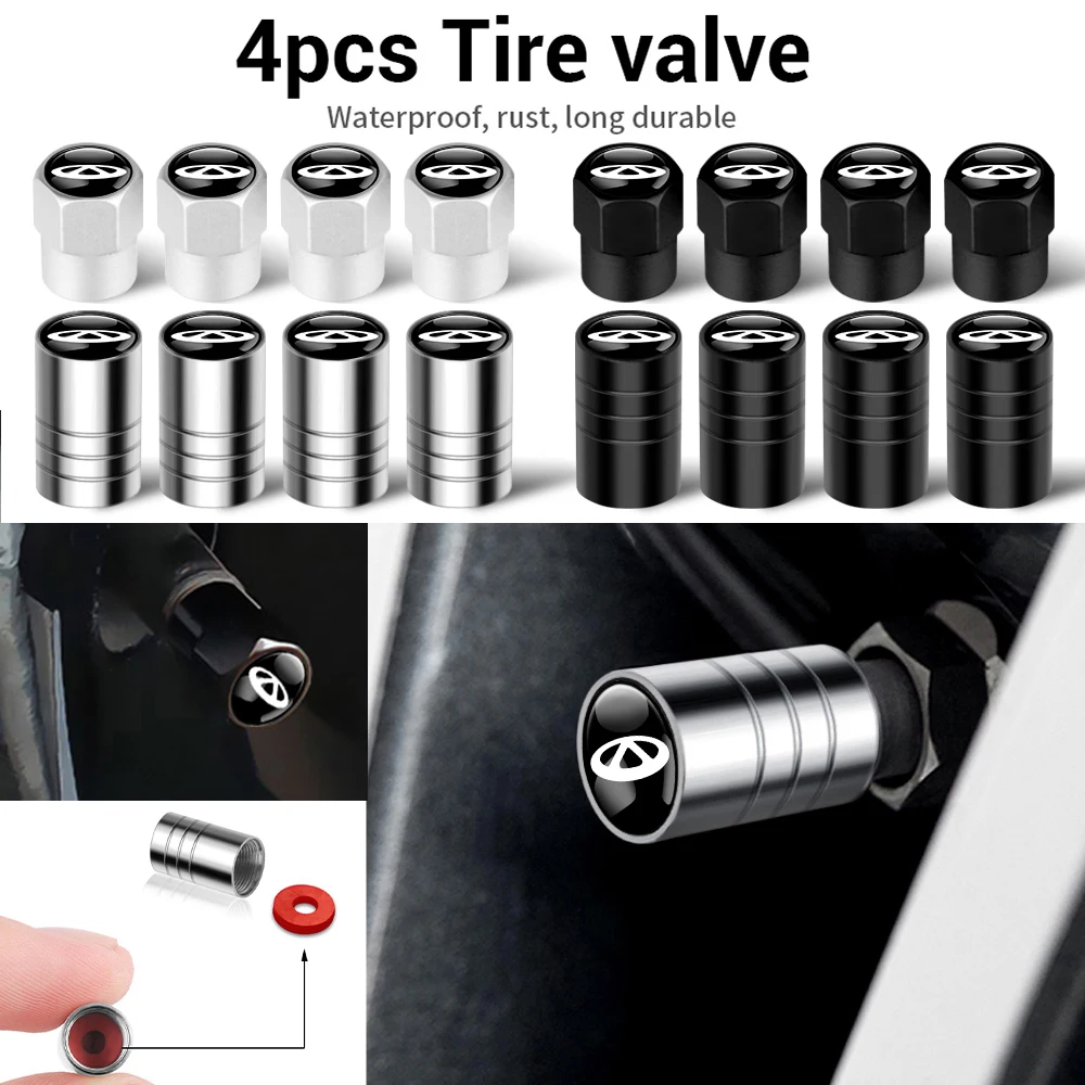 

4PCS Car Metal Wheel Tire Valve Air Stem Cap Dust Cover for Chery Tiggo 7 Pro 8 4 5 3 2 T11 5X Amulet Fora QQ IQ Fulwin Arrizo 5