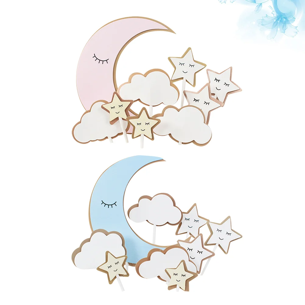 

18PCS Star Cloud Cake Toppers Lovely Party Cake Top Decor Paper Baking Cake Insert for Birthday Party Home Evening