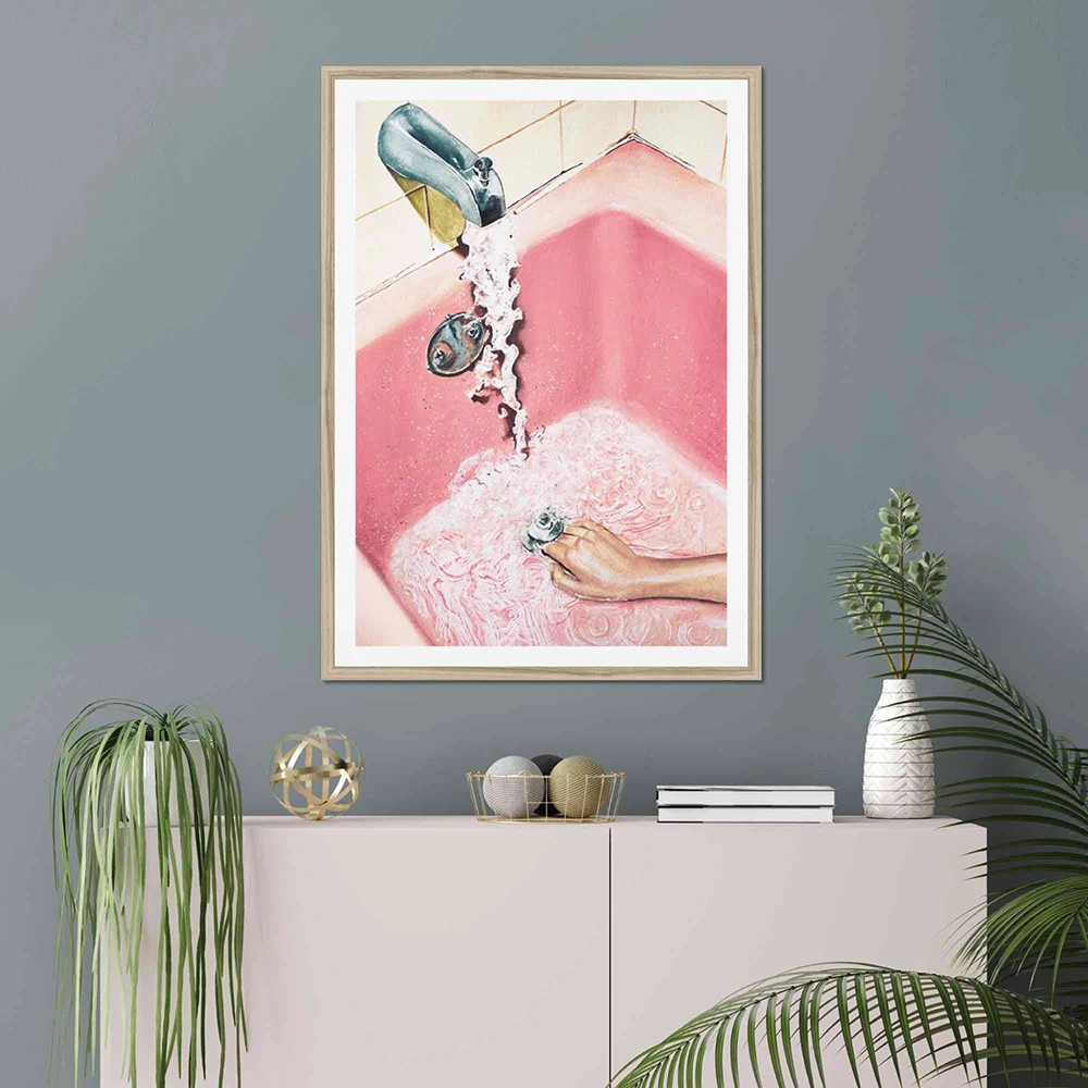 

Vintage Pink Bathroom Art Print Retro Watercolor Femme Painting Girly Aesthetic Poster Nordic Toilet Decoration Canvas Pictures