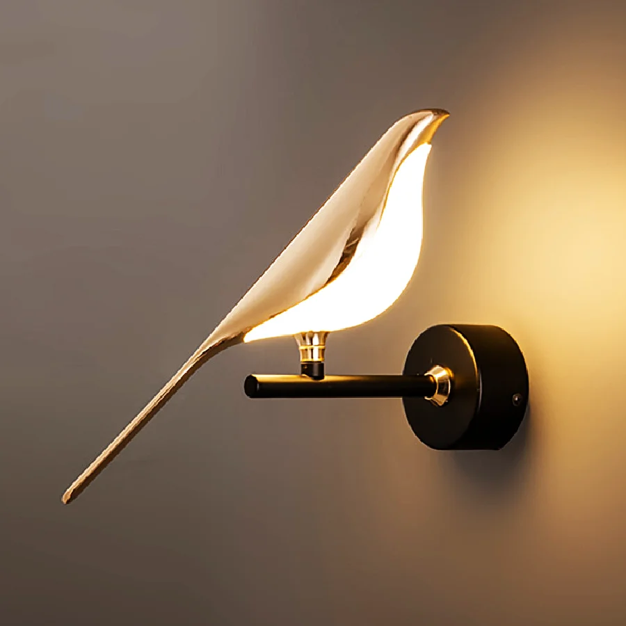 Nordic Style Art Magpie Bird Lamp LED Wall Lamp Bedroom Bedside Parlor Background wall Decoration Wall Sconce Indoor Lighting