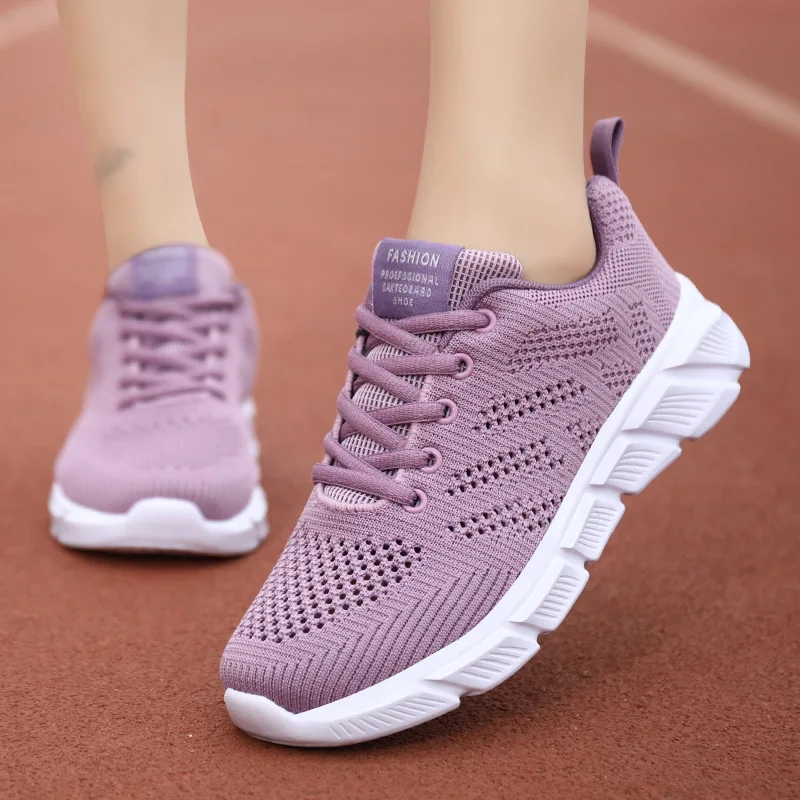 Women's Sports Shoes Flat Hollow Mesh Breathable Casual Sneakers Lightweight Soft-Soled Training Running Shoes Comfortable