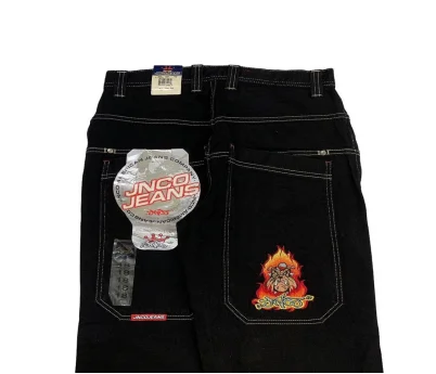 

Женские свободные джинсы с карманами и вышивкой, повседневные Прямые джинсы с высокой талией в американском стиле Харадзюку, повседневные Широкие штаны в стиле хип-хоп, y2k