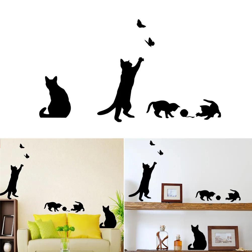 

Cat Wall Sticker Removable Murals Wall Decals for Bedroom Living Room Background Stairs Decoration