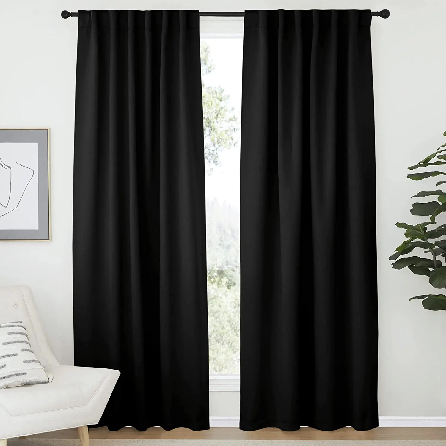 

Blackout Curtains for the Bedroom Livingroom Thermal Insulation Black Kitchen Curtains Grey Window Treatments Drapes