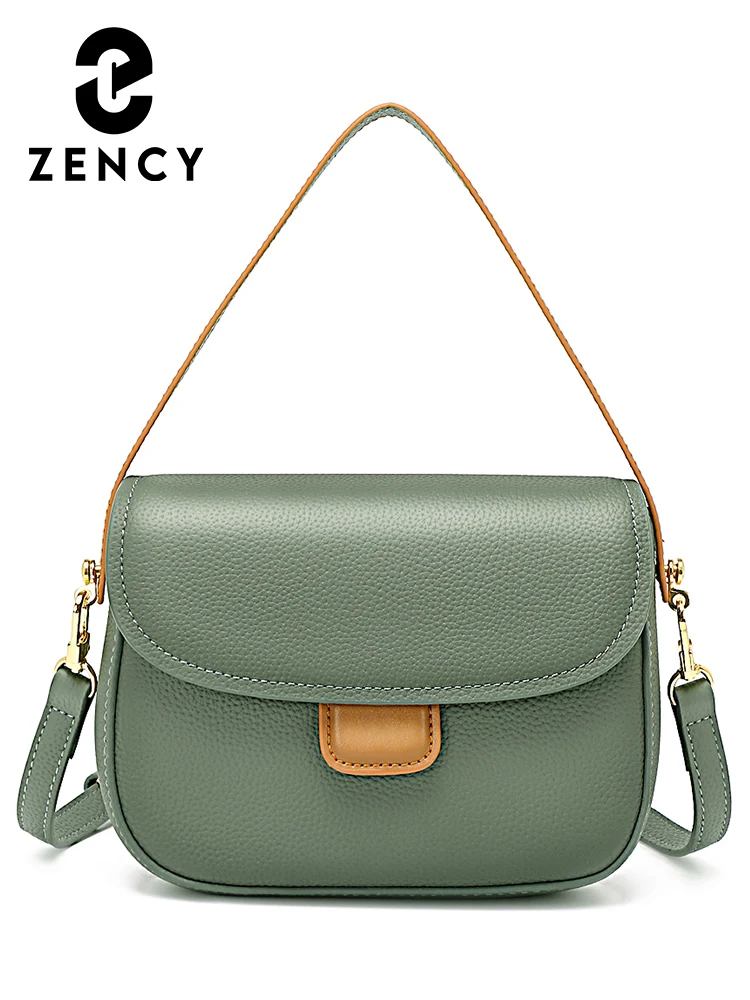 

Zency Genuine Leather Bags for Women Brands 2022 Saddle Handbag Retro Panelled Crossbody Girl Small Lightweight Female Shoulder