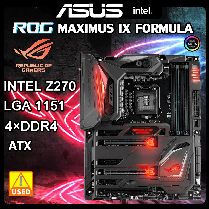 

Материнская плата LGA 1151 ASUS ROG MAXIMUS IX FORMULA 1151, материнская плата DDR4 64 Гб Intel Z270 PCI-E 3,0 USB3.1 ATX для процессора Core i5-7500