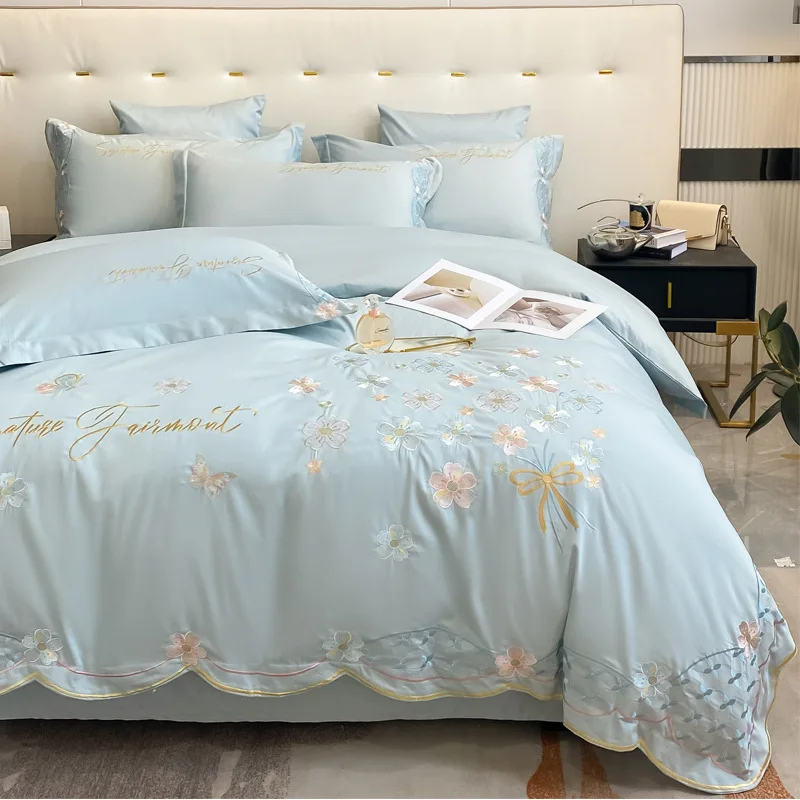 Набор из четырех предметов стандартного роскошного постельного белья тенсела с