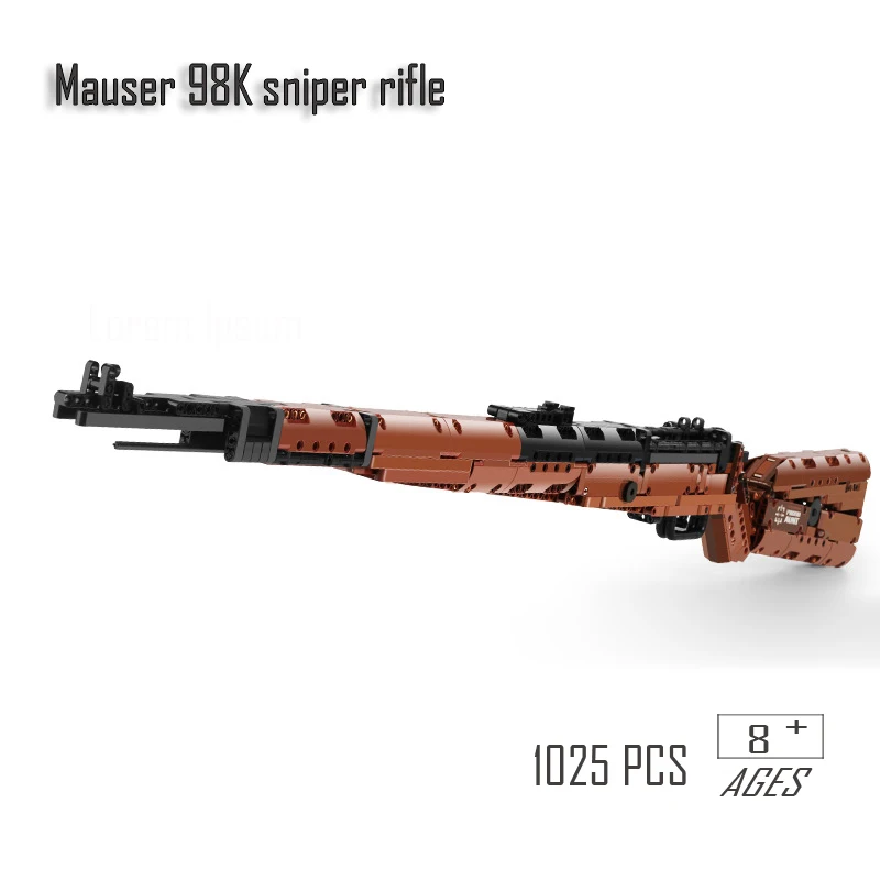 

1025 PCS PUBGS Mauser 98K Sniper Rifle Technical Model Building Blocks Set Assembly Bricks City DIY Game Gun Toys For Children