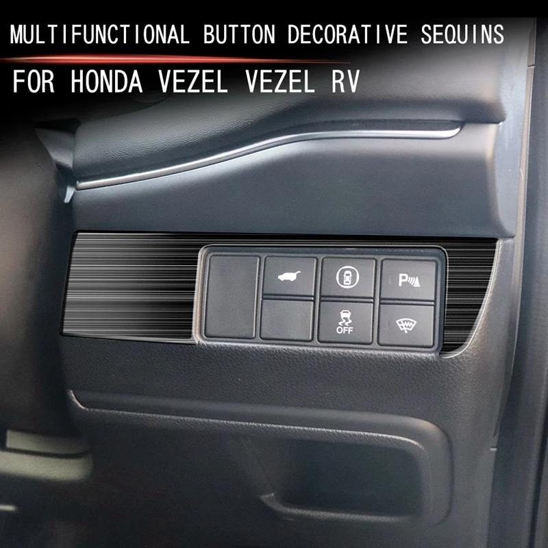 

Car Black Titanium Brushed Multi-Function Button Decorative Frame Cover Trim for Honda Vezel HR-V HRV 2021 2022