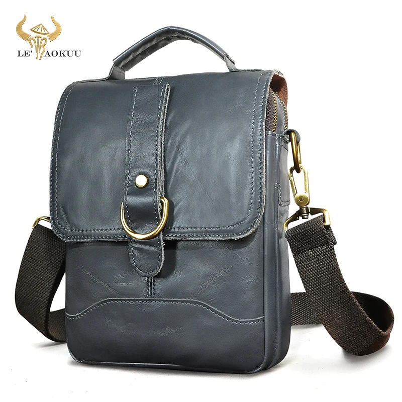 

Oil Wax Leather Fashion Travel Tote Messenger bag Design Satchel Cross-body One Shoulder bag 8" Tablet Pouch For Men Male 143