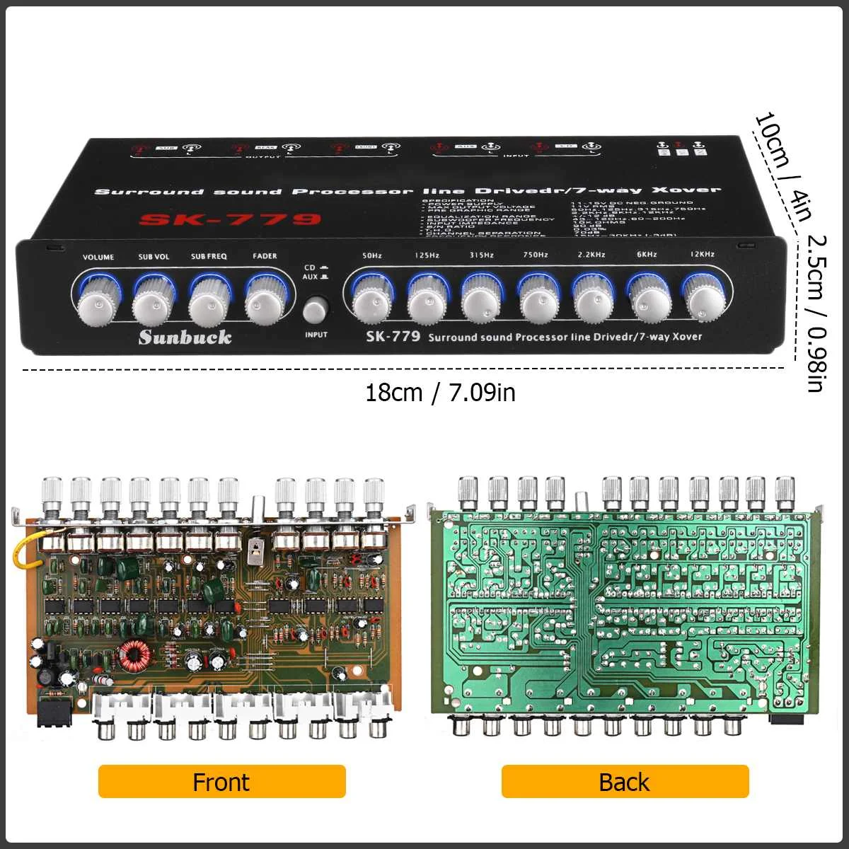 Звуковой усилитель мощности для дома и автомобиля 7 каналов 12 В |