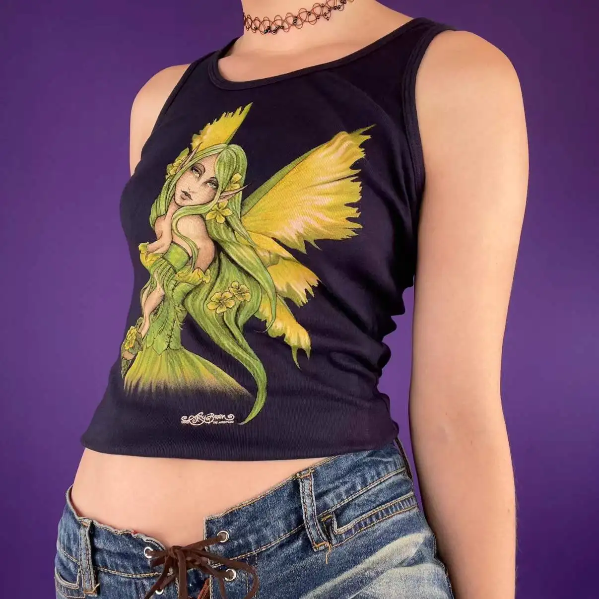 

Кроп-топ с винтажным принтом для девочек, женская летняя майка 2022, Детская футболка без рукавов с резинкой и вырезом, Y2k