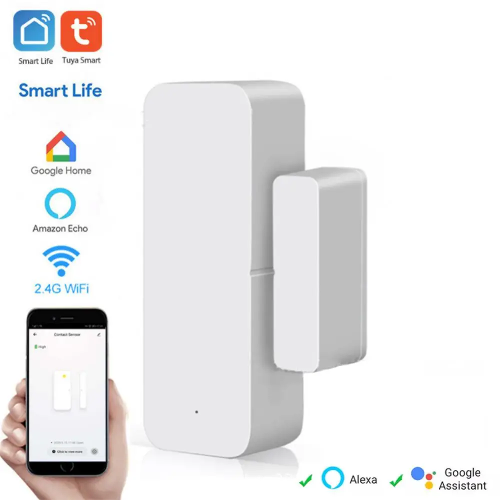 

Датчик окон и дверей Tuya с Wi-Fi, смарт-детекторы открытия и закрытия дверей, работает с приложением Alexa и Google Home