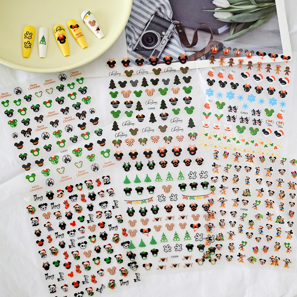 6 шт. набор стикеров с Микки Диснеем для дизайна ногтей каваи Маус детская