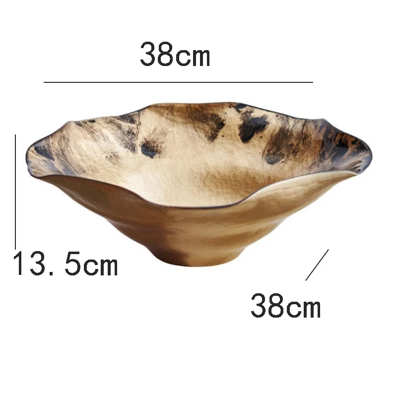 Роскошный дизайн золотая стеклянная ваза с фруктами украшения настольная мебель