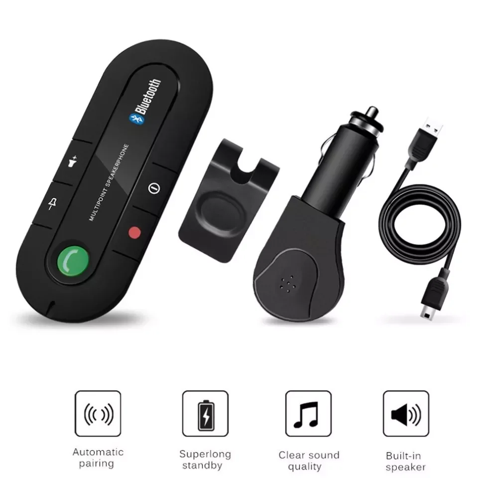 

Multipoint Speakerphone 4.1+EDR Wireless Handsfree Car Kit MP3 Music Player for IPhone Android Dropship