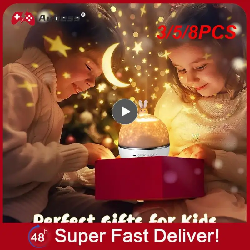 

3/5/8PCS Children's Room Star Night Light Projector Led Lighting Baby Projecto Night Light Music Bedroom Movie
