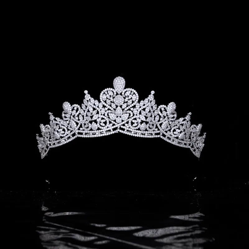 

Micro-inlaid Zircon Wedding Crown Elegant Leaves Bridal Tiara Headdress Princess Wedding Crown Hair Jewelry Accessories HQ0511
