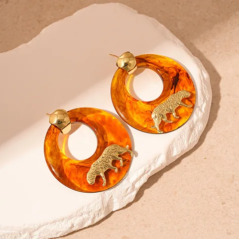 DooMei серьги из цинкового сплава коричневые с тигровым принтом